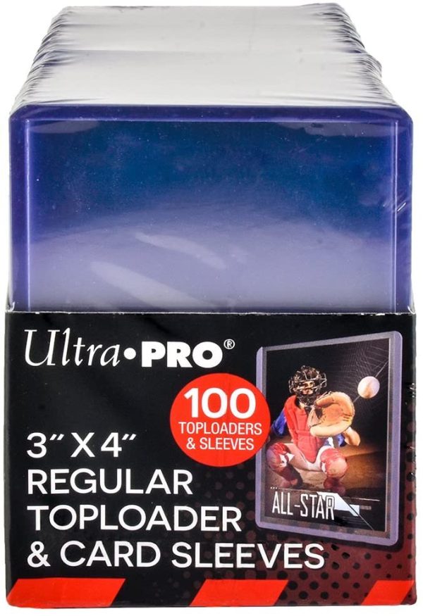 Ultra Pro UP83648 3" x 4" Toploaders and Clear Sleeves for Collectible Trading Cards (Includes 100 toploaders and 100 Sleeves)