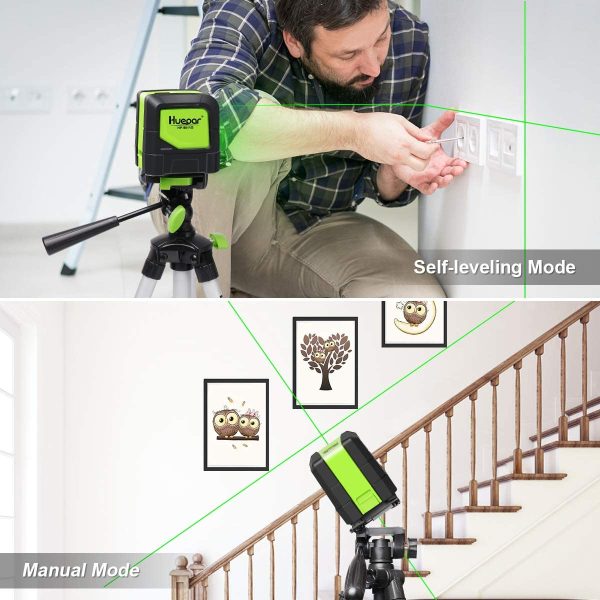 Cross Line Laser - DIY Self-Leveling Green Beam Horizontal and Vertical Line Laser Level with 100 Ft Visibility, Bright Laser Lines with 360?? Magnetic Pivoting Base -M-9011G - Image 3