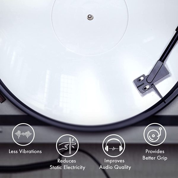 White Turntable Mat by Pro Spin ??Acrylic Slipmat for Vinyl LP Record Players ??High-Fidelity Audiophile Acoustic Sound Support for DJs ??Help Reduce Noise Due to Static and Dust - Image 9