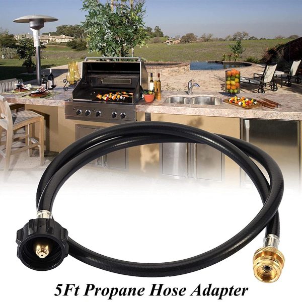 5Ft Propane Hose Adapter, Black Propane Tank Hose with Metal Connector for 1lb to 20lb Gas Tanks, Use for Outdoor Cooking, Portable Grill, Heater, Tabletop Stove, Griddle, and Camp Stove - Image 6