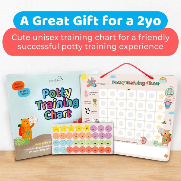 PutskA Potty-Training-Magnetic-Reward-Chart for Toddlers - Potty Chart with Multicolored Emoji & Star Stickers ?C Motivational Toilet Training for Boys & Girls (Animal Theme) - Image 4