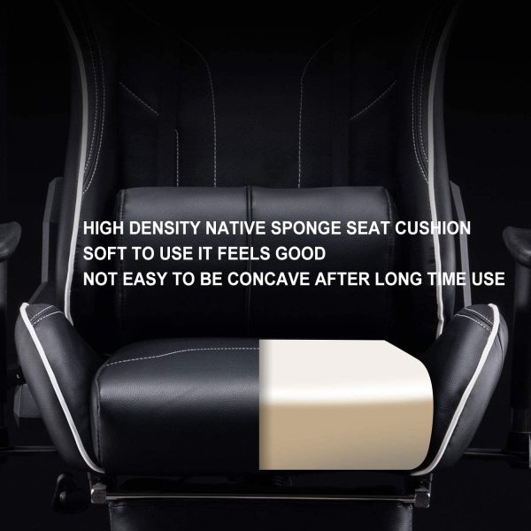 Gaming Chair Racing Office Chair High Back Computer Desk Chair PU Leather Chair Executive and Ergonomic Swivel Chair with Headrest and Lumbar Support (Black) - Image 4