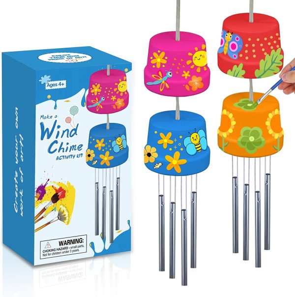 2-Pack Make A Wind Chime Kits - Arts & Crafts Construct & Paint Wind Powered Musical Chime DIY Gift for Kids, Boys & Girls - Image 6