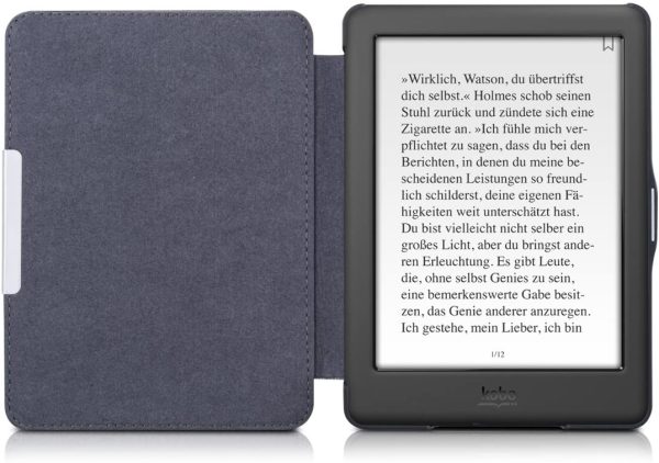 kwmobile Case Compatible with Kobo Glo HD/Touch 2.0 - Book Style PU Leather e-Reader Cover Folio Case - Black - Image 5