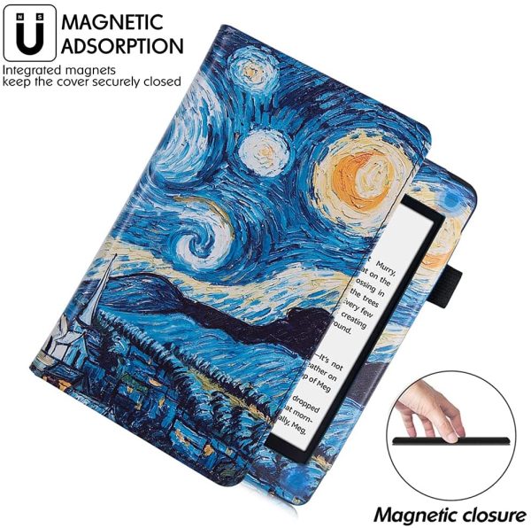 BOZHUORUI Handheld Case for 6" Kindle Paperwhite (Fits 10th Generation 2018 and All Paperwhite Prior to 2018) - PU Leather Protective Cover with Two Hand Straps & Auto Sleep/Wake (Starry Sky) - Image 7