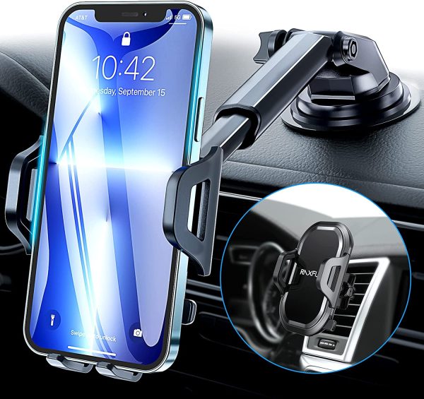 RAXFLY Cell Phone Holder Car Dashboard Windshield Air Vent??3in1 Car Phone Mount 360??Rotation Ultra-Strong Suction Pad Universal Car Phone Holders Mount Compatible with iPhone 12 11 8 7 Samsung - Image 5