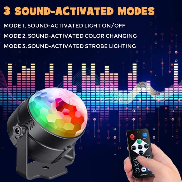 Sound Activated Party Lights with Remote Control Dj Lighting, RGB Disco Ball, Strobe Lamp 7 Modes Stage Par Light for Home Room Dance Parties Birthday DJ Bar Karaoke Xmas Wedding Show Club Pub - Image 4