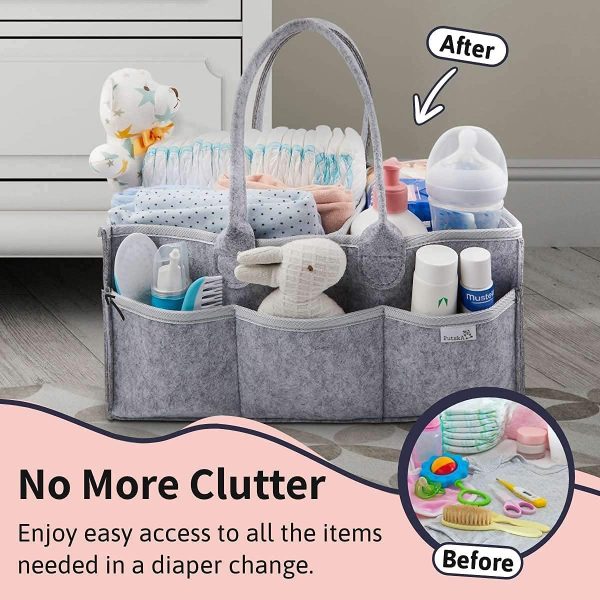 Putska Baby Diaper Caddy Organizer - Gift Registry For Baby Shower, Nursery Organizer, Neutral Baby Gift Basket, Changing Table Organizer With Bibs And Pacifier Clips (A Diaper Caddy set) - Image 6