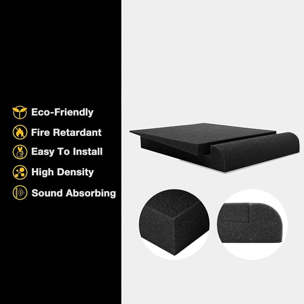 2 Pack Acoustic Isolation Pads, Studio Monitor Speaker Isolation Foam Pads, Pair of Two High Density Studio Monitor Isolation Pads Pair For 5 Inch Monitors - Image 2