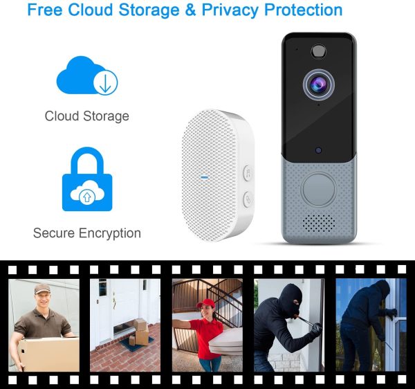 ??Free Cloud Storage?? Wireless Video Doorbell Camera 1080P WiFi Door Bell with Chime, PIR Motion Detection, Two-Way Audio, IR Night Vision, 166??Wide Angle, IP65 Waterproof, Rechargeable Batteries - Image 6