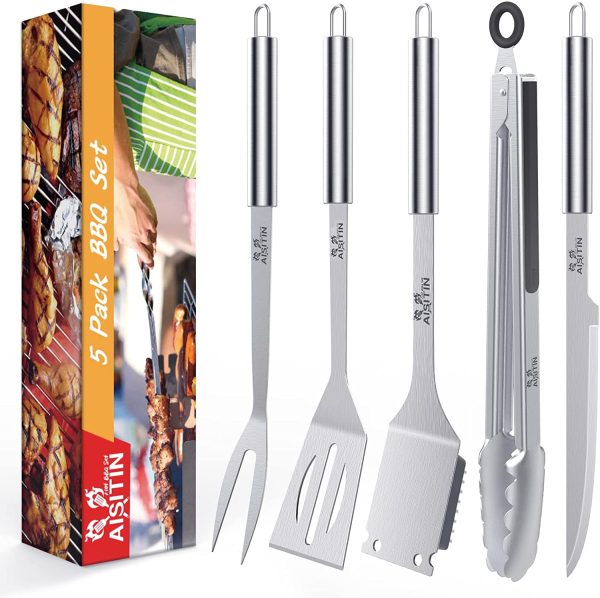 AISITIN BBQ Tools, BBQ Accessories,Stainless Steel BBQ Set, BBQ Utensils Set, BBQ Grill Set for Outdoor Camping, Picnic, Party, BBQ Gift for Men Women - Image 6