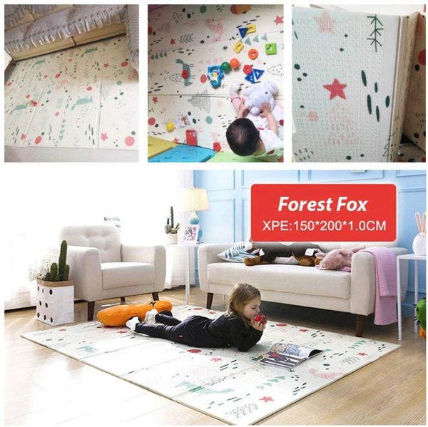 BEKOBABY Baby Play Mat XPE Foam Floor Gym Children Mats 58x77In Baby Room Folding Mat Baby Game Blanket with Carry Bag (Fox)?? - Image 6