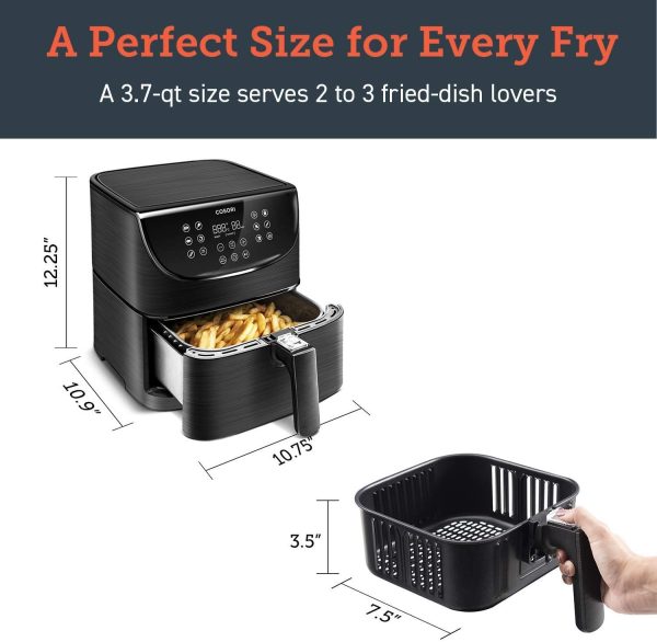 Air Fryer, 3.7QT Oil Free L Electric Hot Air Fryers Oven, Programmable 11-in-1 Cooker with Preheat & Shake Reminder, Equipped Digital Touchscreen and Nonstick Basket, 100 Recipes, 1500W - Image 7