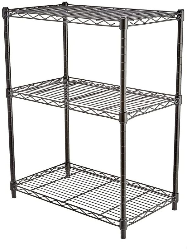 Amazon Basics 3-Shelf Shelving Storage Unit, Metal Organizer Wire Rack, Black - Image 3