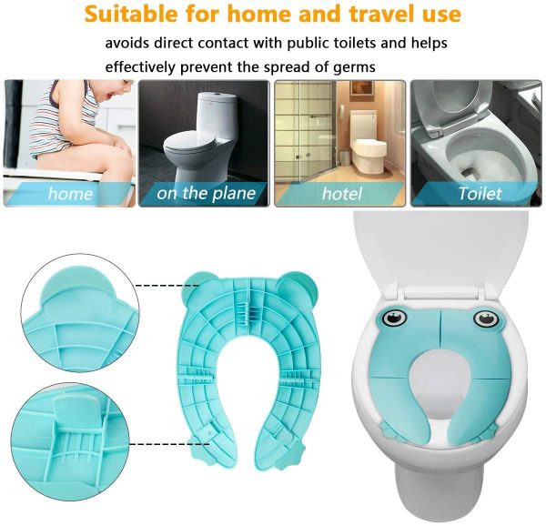 Safcare Folding Large Non-Slip Potty Training Seat for Boys and Girls, Travel Portable Reusable Toddlers Toilet Seat Covers Liners Fits Round & Oval Toilets with Carry Bag - Image 6