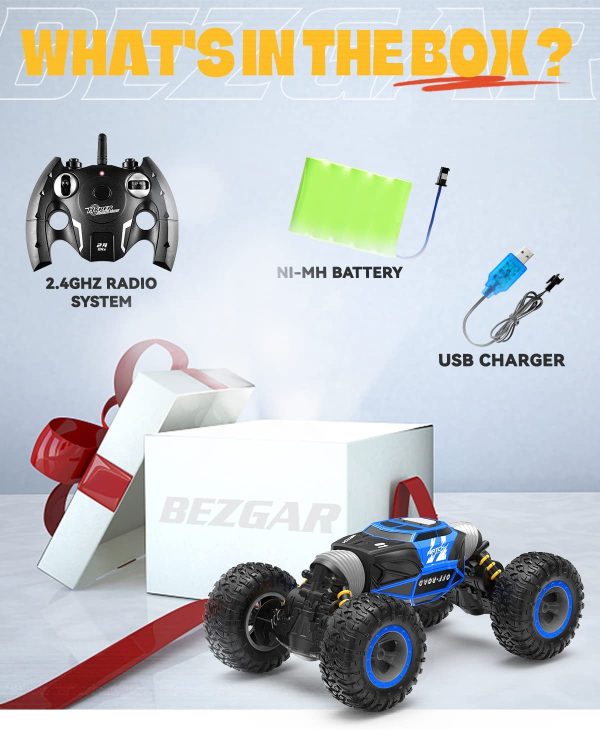 BEZGAR 16 Remote Control Car, Boys RC Buggy Truck 4WD Off Road All Terrains 1:14 Scale Hobby Toy Racing Transform Vehicles Outdoor for Kids and Adults (Blue) - Image 4