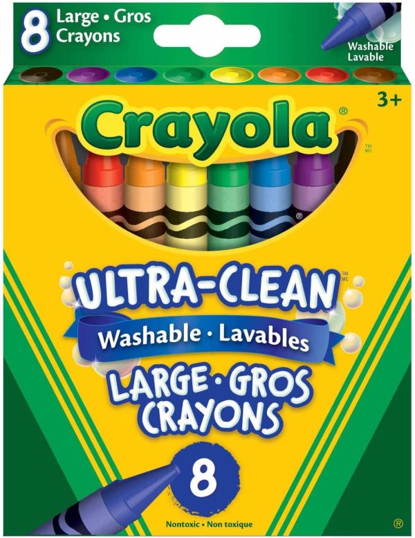 8 Large Washable Crayons Arts & Crafts