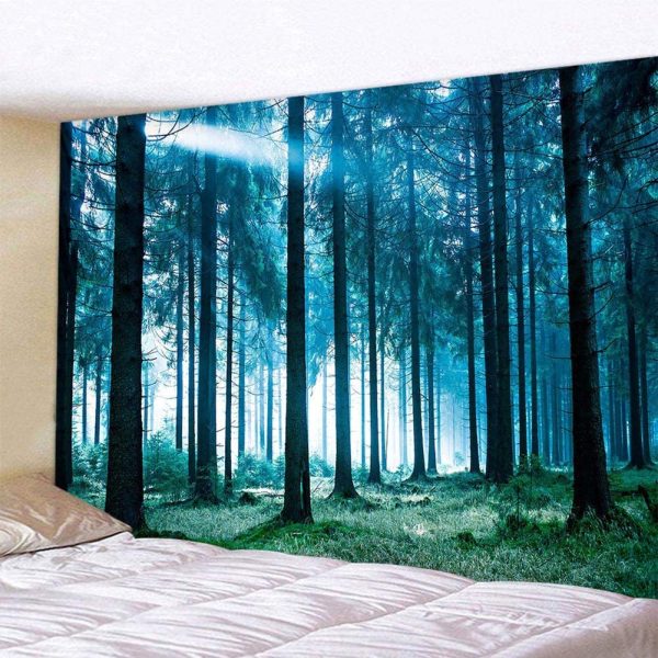 Boyouth Tapestry Wall Hanging,Forest in The White Moonlight Landscape Pictures Digital Print Wall Tapestry Home Decorfor Living Room Bedroom Dorm,59.1" Wide by 39.4" High - Image 2