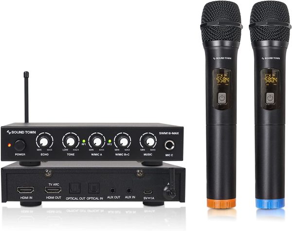 Sound Town Wireless Microphone Karaoke Mixer System with HDMI ARC, Optical (Toslink), AUX, Supports Smart TV, Media Box, PC, Bluetooth, Soundbar, Receiver (SWM16-MAX) - Image 4