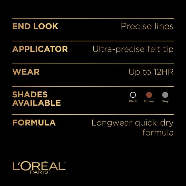 L'Oreal Paris Super Slim Liquid Eyeliner by Infallible, 12H Waterproof and Quick Dry Formula with Smooth and Smudge-Free Application, Black, 1 ml