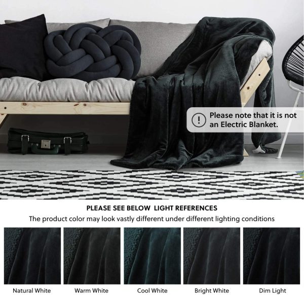 Bedsure Black Blanket Sherpa Throws for Couch Sofa Bed - Fluffy Blanket Plush Throws Fuzzy Soft Blanket Microfiber Warm Cozy Thick Blanket for Winter