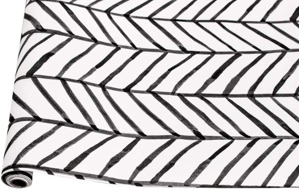 Modern Stripe Peel and Stick Wallpaper Herringbone Black White Vinyl Self Adhesive Contact Wallpaper,Waterproof Contact Paper Shelf Liner Wall Stickers,Home Decaration 17.7''x118.1'' - Image 7