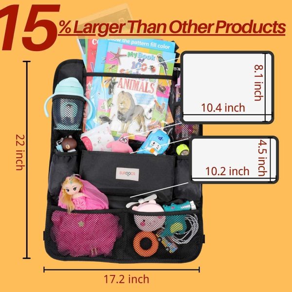 SURDOCA Car Seat Organizer for Kids, 4th Generation Enhanced Car Organizers for 9.7iPad, 9 Pockets, PVC-Free, Kids Toy Storage, Water Proof Back Seat Protector (Black, 1) - Image 2