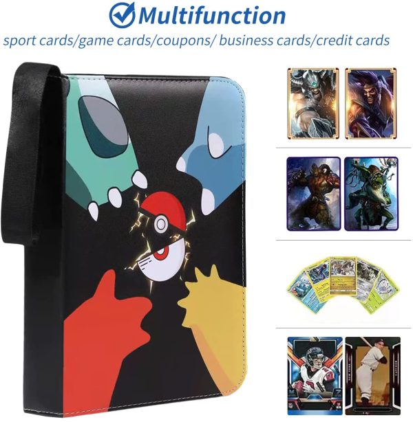 4 Pocket Trading Card Binder, Card Collector Album Holder Fits 400 Cards with 50 Removable Sheets, Carrying Case Binder Book Folder Organizer for Boys and Girls - Image 4