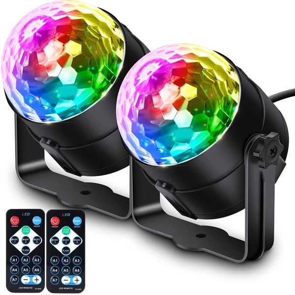 Apeocose 2-Pack Disco Ball Lights Sound Activated DJ Party Lights, RGB Rotating Strobe Light with Wireless Remote Shutter for Christmas New Year Eve Decorations Home Parties Dance Karaoke Birthday Zumba - Image 4