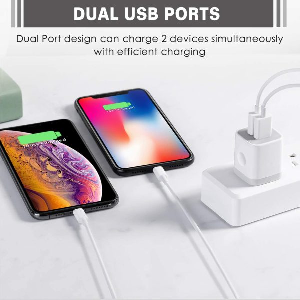 Power-7 USB Wall Charger, 5-Pack 2.1A/5V Dual Port USB Cube Power Adapter Charger Plug Charging Block Compatible with iPhone 11/Xs Max/XR/X/8/8 Plus/7/6S/6 Plus, Samsung, LG, Moto, Android Cell Phones - Image 2