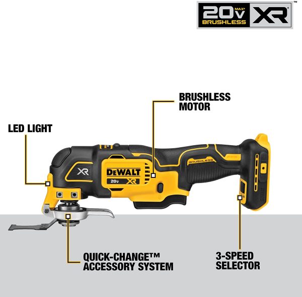 DEWALT 20V Max XR Oscillating Multi-Tool, Variable Speed, Tool Only (DCS356B) - Image 2