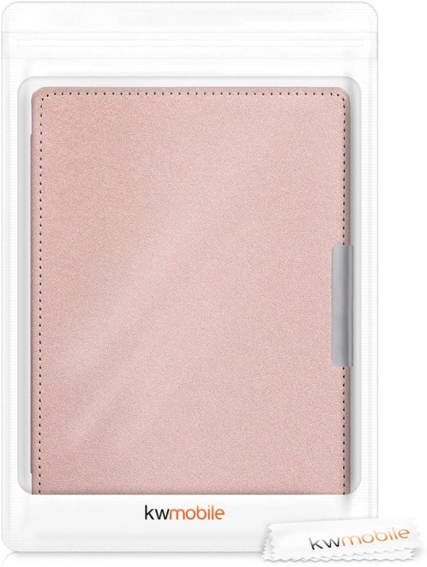 kwmobile Case Compatible with Kobo Aura H2O Edition 1 - Book Style PU Leather e-Reader Cover Folio Case - Rose Gold - Image 3