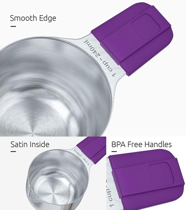 Measuring Cups,  Magnetic Measuring Cups and Spoons Set of 13 in 18/8 Stainless Steel: 7 Measuring Cups and 5 Measuring Spoons with 1 Professional Magnetic Measurement Conversion Chart - Image 8
