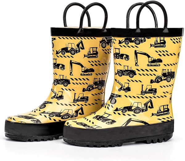 ADAMUMU Toddler Kids Rain Boots Childrens Waterproof Rubber Shoes with Easy-On Handles Lightweight in Cartoon Patterns for Boys & Girls - Image 4