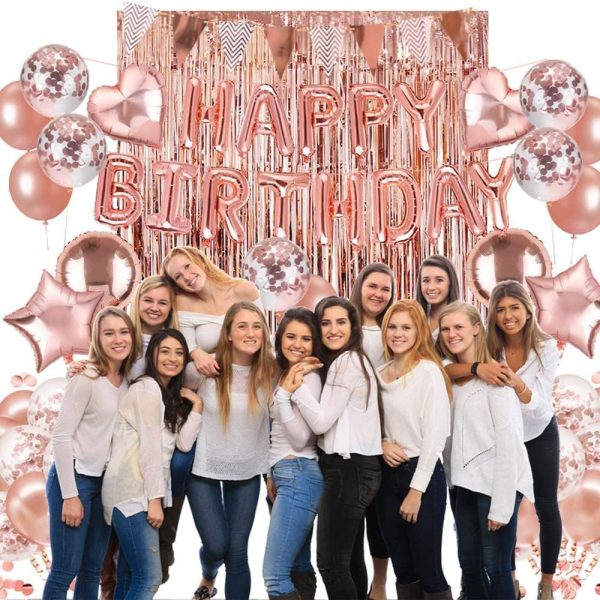 (Upgraded)Birthday Decorations, 79 PCS Rose Gold Birthday Party Decorations Party Supplies Confetti Balloons with Happy Birthday Banner Foil Fringe Curtains for Woman Mom Girl 16th 18th 21st 30th 50th - Image 7