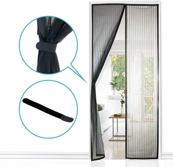 Magnetic Screen Door, Walk Through Easily, Strong Mesh, 28 Magnets From Top to Bottom Ultra Seal Magnets Close Automatically(36"x 83",Black) - Image 5