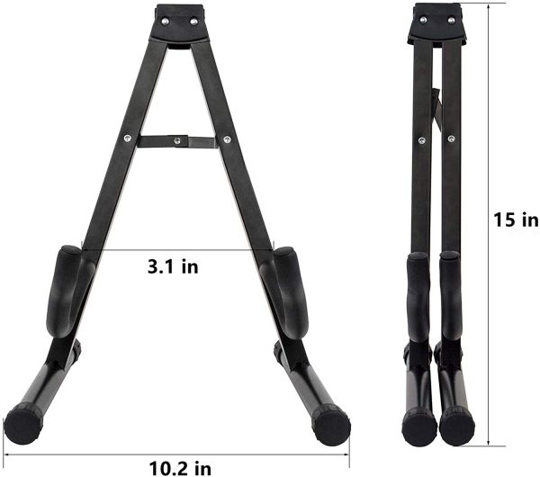 CC CAIHONG Guitar Stand Folding Universal A frame Stand for All Guitars Acoustic Classic Electric Bass Travel Guitar Stand - Black - Image 2