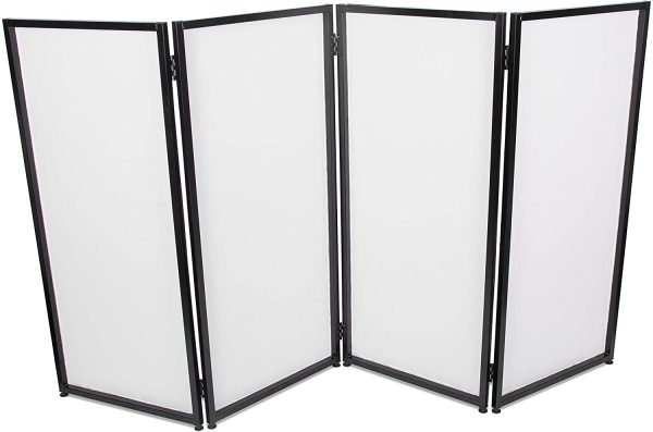 Portable Event Facade DJ Foldable Cover Screen White/Black | Steel+Cloth Frame Booth +Travel Bag Case | Projector Display Scrim Panel with Folding