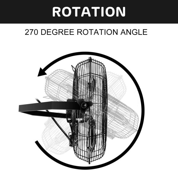 18 Inch Industrial Wall Mount Fan, 3 Speed Commercial Ventilation Metal Fan for Warehouse, Greenhouse, Workshop, Patio, Factory and Basement, High Velocity, Black - Image 4