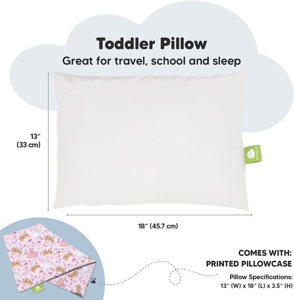 Toddler Pillow with Pillowcase - Soft Organic Cotton Toddler Pillows for Sleeping - Machine Washable - Toddlers, Kids, Child - Perfect for Travel, Toddler Cot, Bed Set (Dear Princess) - Image 5