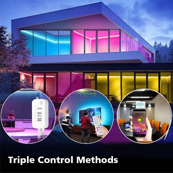 LED Strip Lights, KIKO Smart Color Changing Rope Lights 65.ft 20m SMD 5050 RGB Light Strips with Bluetooth Controller Sync to Music Apply for TV, Bedroom, Party and Home Decoration - Image 7