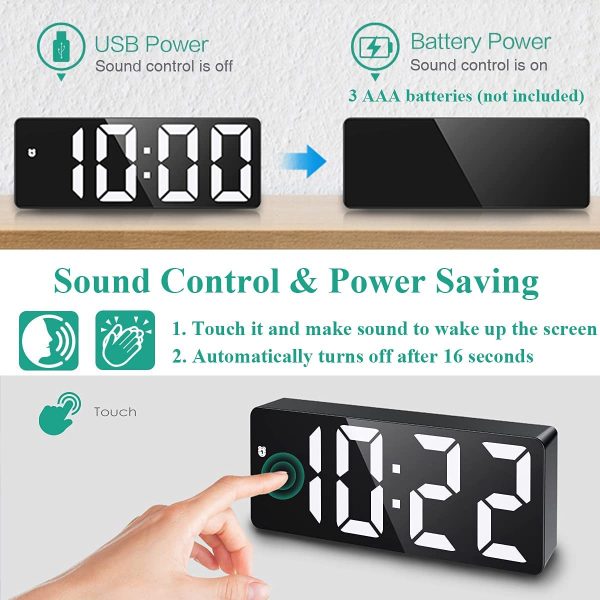 Digital Alarm Clock, Small Desk Clock, Led Alarm Clock with USB Port for Charging, Adjustable Brightness, Snooze, Suitable for Bedroom, Office - Image 6