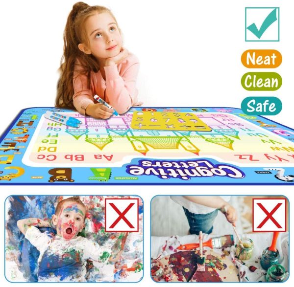 Jasonwell Aqua Magic Doodle Mat 40 X 32 Inches Extra Large Water Drawing Doodling Mat Coloring Mat Educational Toys Gifts for Kids Toddlers Boys Girls Age 3 4 5 6 7 8 Year Old - Image 4