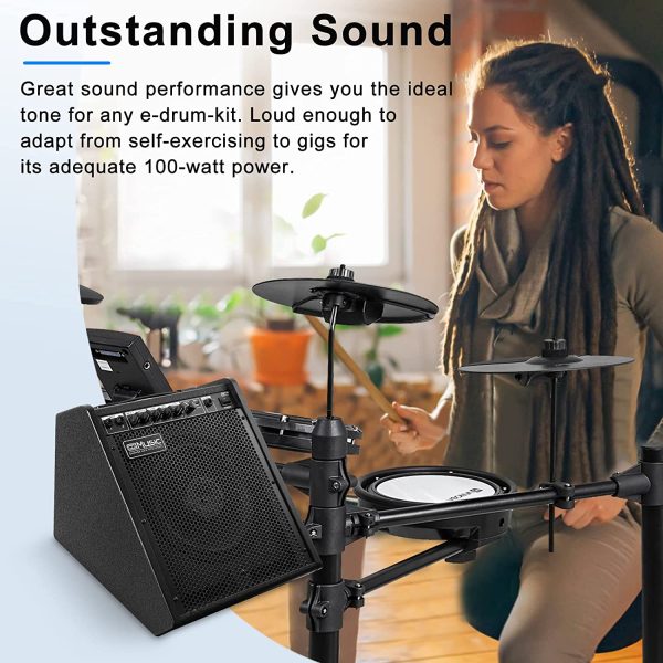 Coolmusic 100W Bluetooth Personal Monitor Electronic Drum Amplifier Dual Channel Speaker with 3-band EQ - Image 6