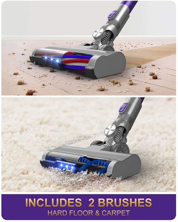 Cordless Vacuum Cleaner,26Kpa Powerful Suction Stick Vacuum,Lightweight Handheld Vacuum for Hard Floor Carpet Pet Hair,30Min Running,Rechargeable Battery,Purple(Elite 1) - Image 5