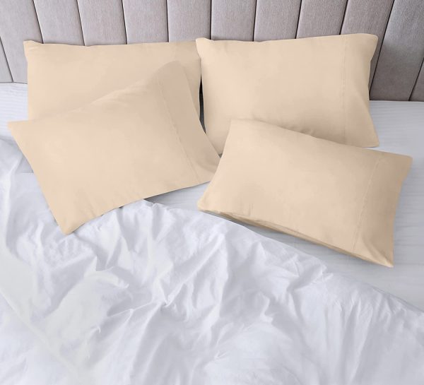 King Pillowcases - 4 Pack - Envelope Closure - Soft Brushed Microfiber Fabric - Shrinkage and Fade Resistant Pillow Covers 20 X 40 (King, Beige) - Image 3