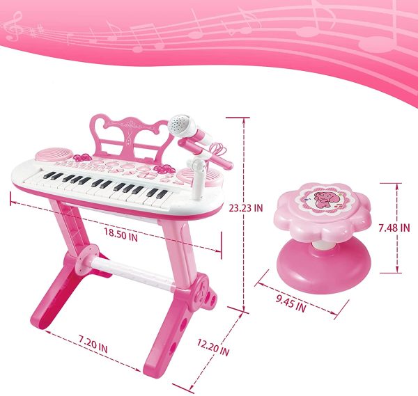 Toddler Piano Toy Keyboard for Kids, 31-Key Electronic Musical Instrument with Microphone, Pink Multifunctional Music&Sound, Educational First Birthday Gift Toys for 3 4 5 6 7 Year Old Girls Boys - Image 5