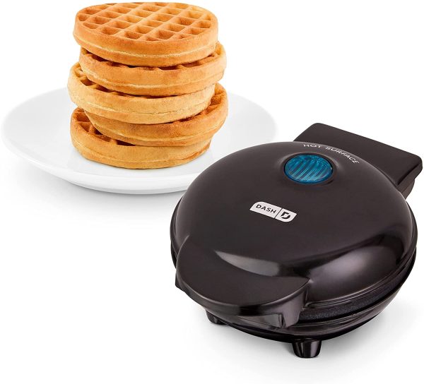 Mini Maker: The Mini Waffle Maker Machine for Individual Waffles, Paninis, Hash browns, & other on the go Breakfast, Lunch, or Snacks - Black