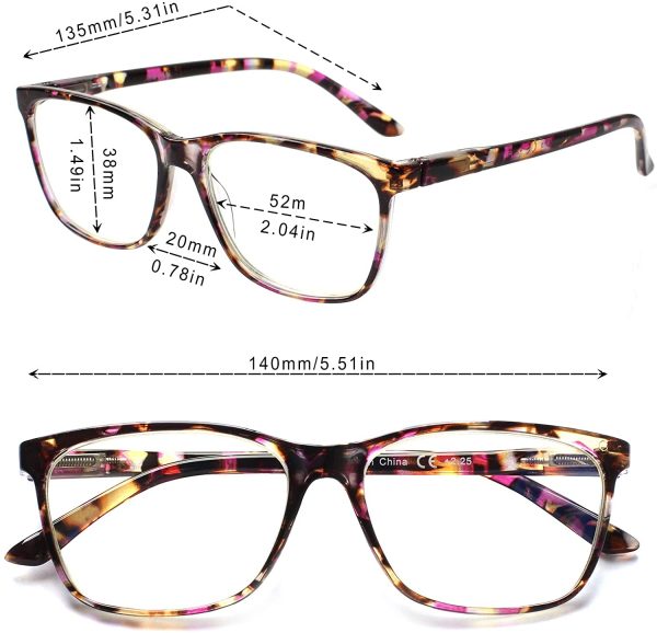 SIGVAN Ladies Reading Glasses Blue Light Blocking Spring Hinge Fashion Pattern Print Eyeglasses for Women