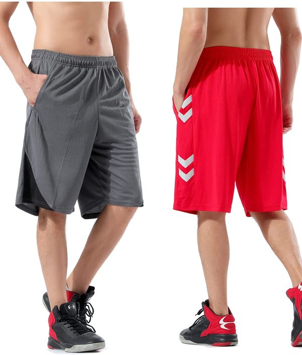 Liberty Imports Pack of 5 Men's Athletic Basketball Shorts with Pockets Mesh Quick Dry Activewear